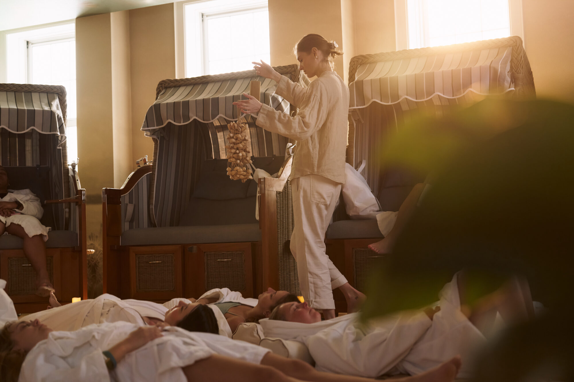 Masha Shakurova leading a sound bath at a premium venue